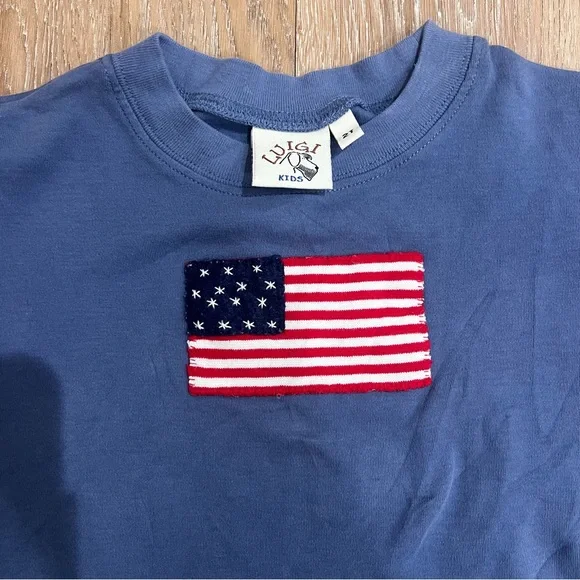 Kids Embroidered American Flag T-Shirt - Picture 2 of 6